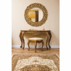 Prunkvolle Luxus Barock Konsole mit Spiegel und Hocker