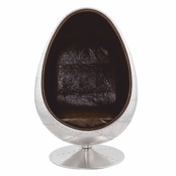 Casa Padrino sillón giratorio de aluminio con cuero artificial plata / marrón oscuro A. 133 cm - Muebles de aluminio