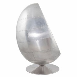 Casa Padrino sillón giratorio de aluminio con cuero artificial plata / marrón oscuro A. 133 cm - Muebles de aluminio