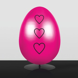 Casa Padrino XXL decorative Easter egg with stand pink / black H. 75 cm - Easter decoration