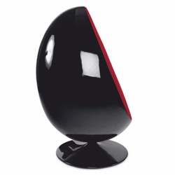 Casa Padrino sillón giratorio de lujo negro / rojo A. 133 cm - Muebles de lujo