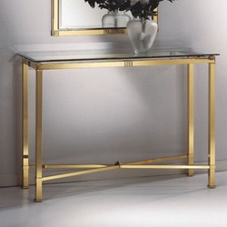 Casa Padrino consola de lujolatón brillante / latón satinado 110 cm - Hecho en Italia