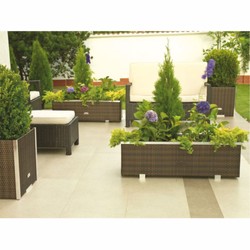 Rechteckiger Luxus Blumenkübel Pflanzkübel Braun Silber