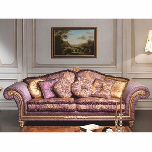 Prunkvolles Luxus Barock Wohnzimmer Hotel Sofa Lila Gold
