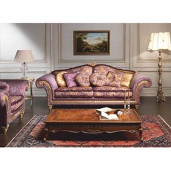 Prunkvolles Luxus Barock Wohnzimmer Hotel Sofa Lila Gold