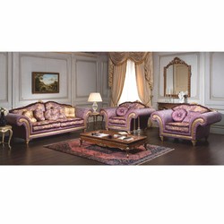 Prunkvolles Luxus Barock Wohnzimmer Hotel Sofa Lila Gold