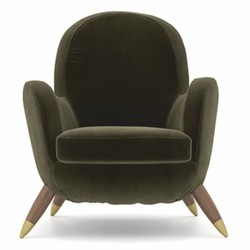 Casa Padrino luxury armchair green / brown / brass - Living room & hotel furniture