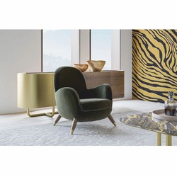 Casa Padrino luxury armchair green / brown / brass - Living room & hotel furniture