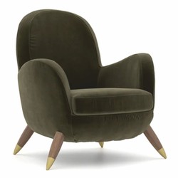 Casa Padrino luxury armchair green / brown / brass - Living room & hotel furniture