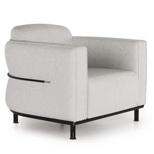 Casa Padrino fauteuil de luxe gris clair / noir / laiton - Meubles de salon et d'hôtel