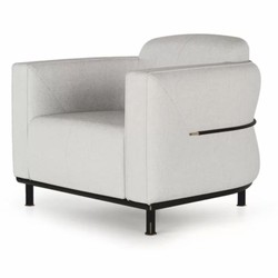 Casa Padrino fauteuil de luxe gris clair / noir / laiton - Meubles de salon et d'hôtel