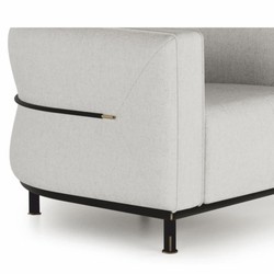Casa Padrino fauteuil de luxe gris clair / noir / laiton - Meubles de salon et d'hôtel