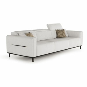 Casa Padrino Luxus Wohzimmer & Hotel Sofa Hellgrau / Schwarz / Messing 260 cm - Luxus Möbel
