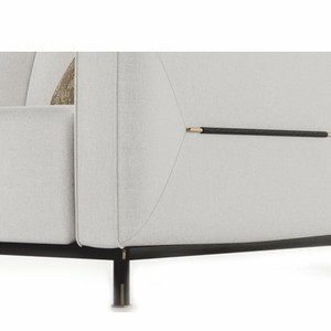 Casa Padrino Luxus Wohzimmer & Hotel Sofa Hellgrau / Schwarz / Messing 260 cm - Luxus Möbel
