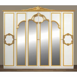 Casa Padrino armario de dormitorio barroco de lujo blanco / oro 261 cm - Muebles de dormitorio barrocos