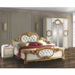 Casa Padrino armoire de chambre baroque de luxe blanc / or 177 cm - Meubles de chambre baroque