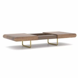 Casa Padrino tavolo da salotto di lusso marrone / ottone 140-210 cm - Tavolo da soggiorno estensibile