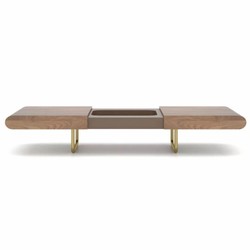 Casa Padrino tavolo da salotto di lusso marrone / ottone 140-210 cm - Tavolo da soggiorno estensibile
