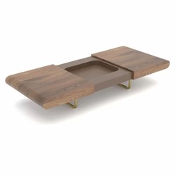 Casa Padrino tavolo da salotto di lusso marrone / ottone 140-210 cm - Tavolo da soggiorno estensibile