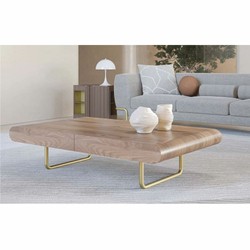 Casa Padrino tavolo da salotto di lusso marrone / ottone 140-210 cm - Tavolo da soggiorno estensibile