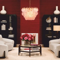 Runder Luxus Hotel Wohnzimmer Kronleuchter Rosa Antik Messing