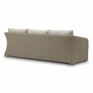 Casa Padrino Luxus Kunstrattan Garten Sofa Grau / Sandfarben 254 cm - Garten Möbel
