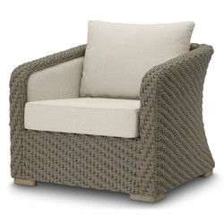Casa Padrino sillón de jardín de lujo de ratán artificial gris / arena - Muebles de jardín