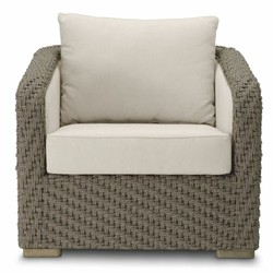 Casa Padrino sillón de jardín de lujo de ratán artificial gris / arena - Muebles de jardín