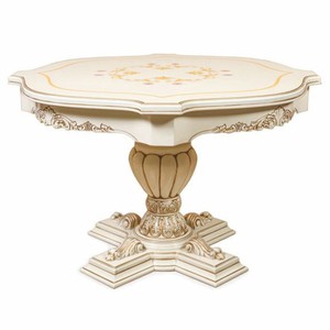 Prunkvoller Luxus Barock Massivholz Esstisch Weiß Braun