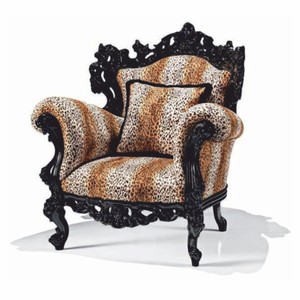 Casa Padrino luxury baroque armchair leopard / black - Baroque furniture - Made in Italy