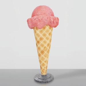 Großes Deko Eis im Hörnchen Rosa Naturfarben Grau