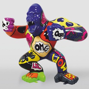 Casa Padrino XXL decorative sculpture gorilla monkey colorful H. 180 cm - Giant garden figure