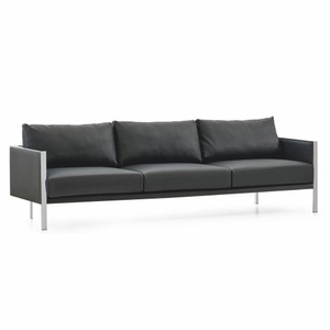 Luxus Leder Echtleder Sofa Grau Silber