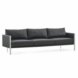 Casa Padrino Divano in Pelle di Lusso Grigio / Argento 236 cm - Mobili per Hotel e Ufficio