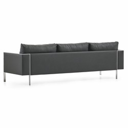 Casa Padrino Divano in Pelle di Lusso Grigio / Argento 236 cm - Mobili per Hotel e Ufficio