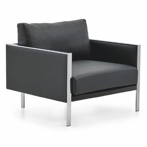 Casa Padrino fauteuil de luxe en cuir gris / argent - Meubles d'hôtel et de bureau en cuir véritable