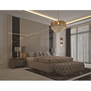 Casa Padrino Luxus Doppelbett Grau / Gold - Hotel & Schlafzimmer Interior