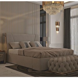 Luxus Bett Doppelbett Grau Gold