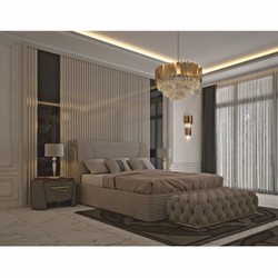 Luxus Bett Doppelbett Grau Gold