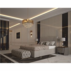 Luxus Bett Doppelbett Grau Gold