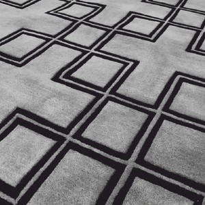 Casa Padrino tappeto di lusso in lana grigio / nero 200 x 290 cm - Qualità di lusso