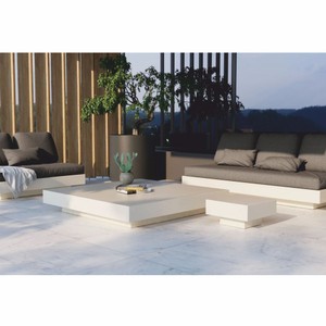 Casa Padrino Luxus Garten Couchtisch Matt Weiß 150 cm - Hotel & Garten Möbel