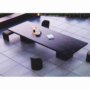 Luxus Outdoor Garten Terrassen Tisch Esstisch Schwarz Dunkelbraun