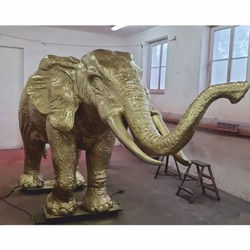 Riesige Lebensgroße XXL Garten Deko Skulptur Figur Elefant Gold