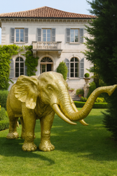 Riesige Lebensgroße XXL Garten Deko Skulptur Figur Elefant Gold