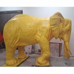 Riesige Lebensgroße XXL Garten Deko Skulptur Figur Elefant Gelb