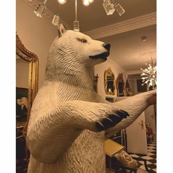 XXL Garten Deko Skulptur Figur Bär Weiß Schwarz