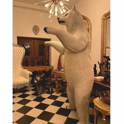 XXL Garten Deko Skulptur Figur Bär Weiß Schwarz