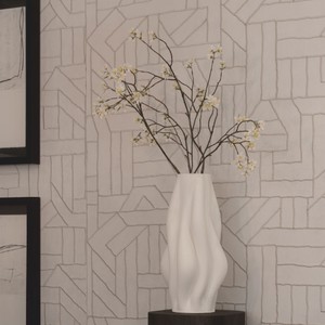 Casa Padrino Luxus Vase Weiß H. 48 cm - Keramik Blumenvase - Deko Accessoires