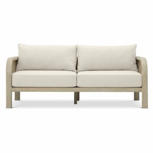 Casa Padrino Luxus Teakholz Garten Sofa Sandfarben / Beige 194 cm - Garten Möbel